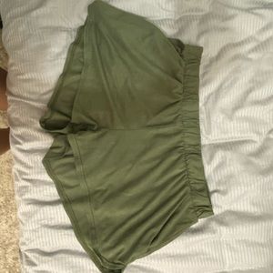 Olive Green Suede Shorts